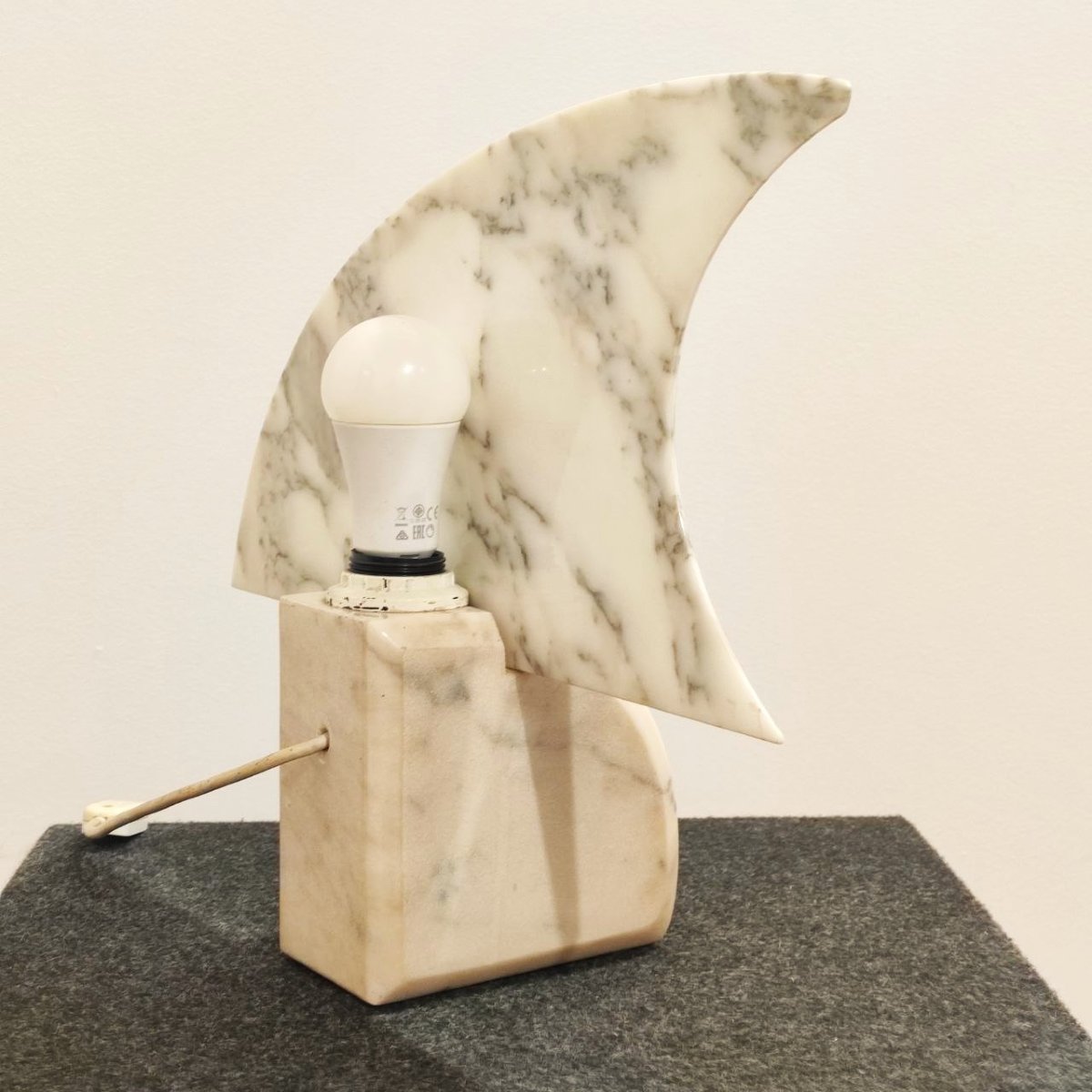 White And Pink Marble Table Lamp, Italy, 1960s-photo-5