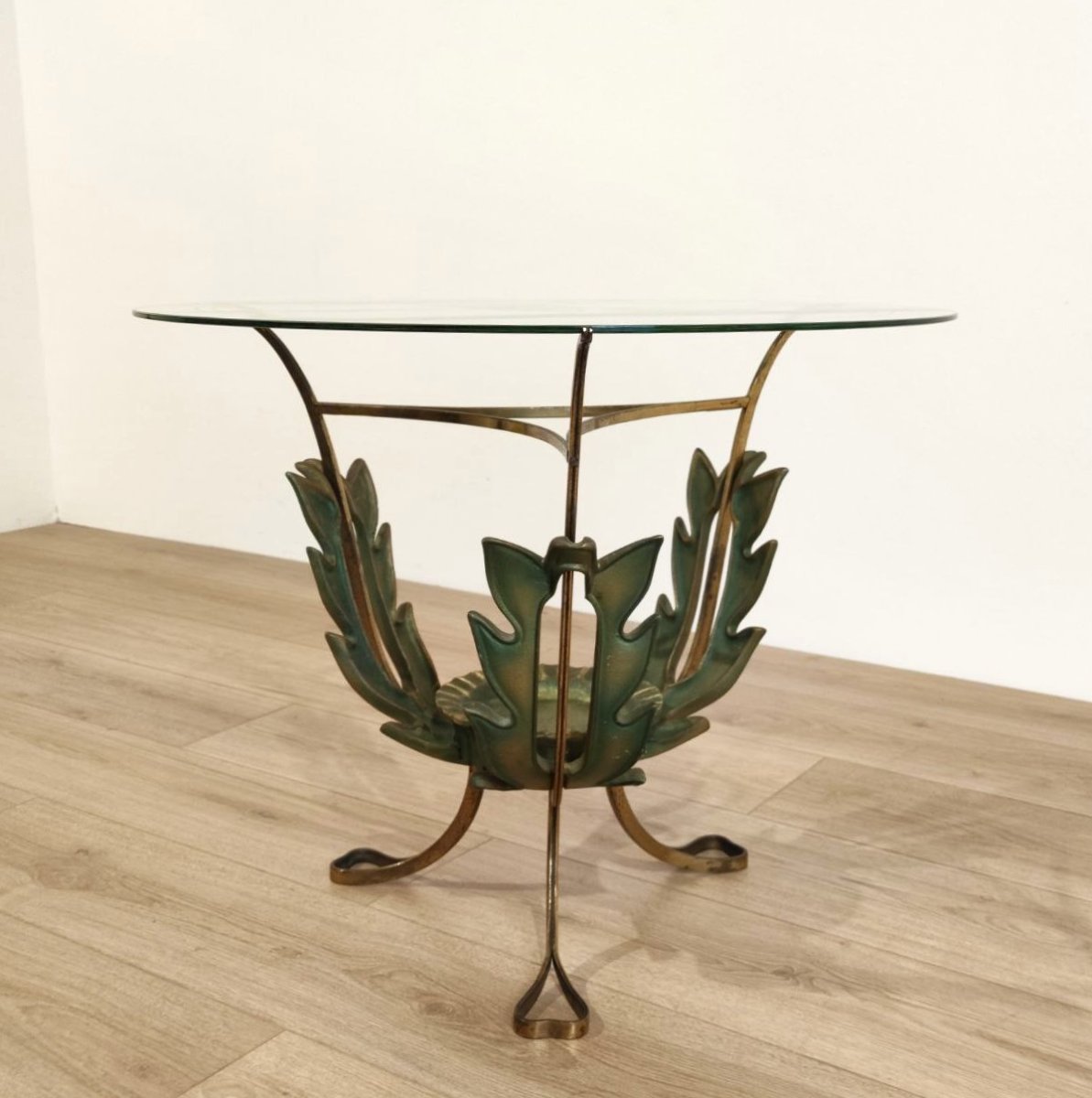 Brass And Sandblasted Glass Coffee Table By Pier Luigi Colli, Italy, 1950s-photo-4