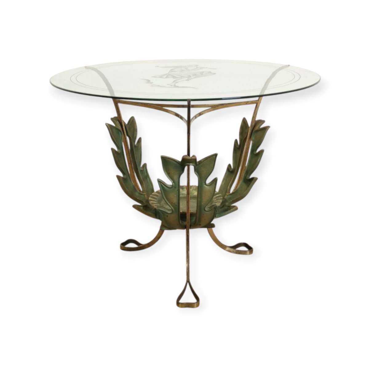 Brass And Sandblasted Glass Coffee Table By Pier Luigi Colli, Italy, 1950s