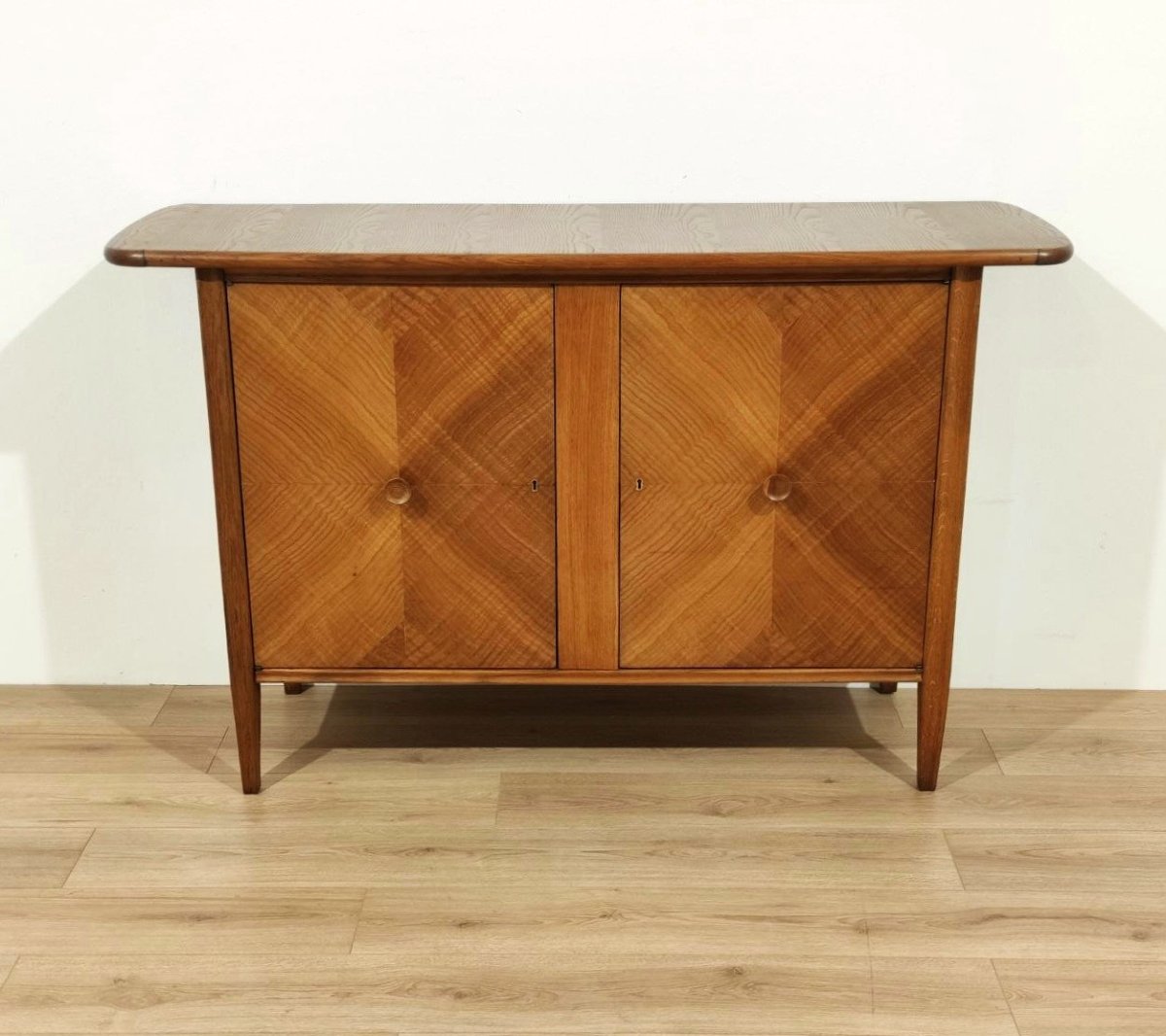 Chestnut Wood Sideboard With 2 Doors, Italy, 1950s-photo-2