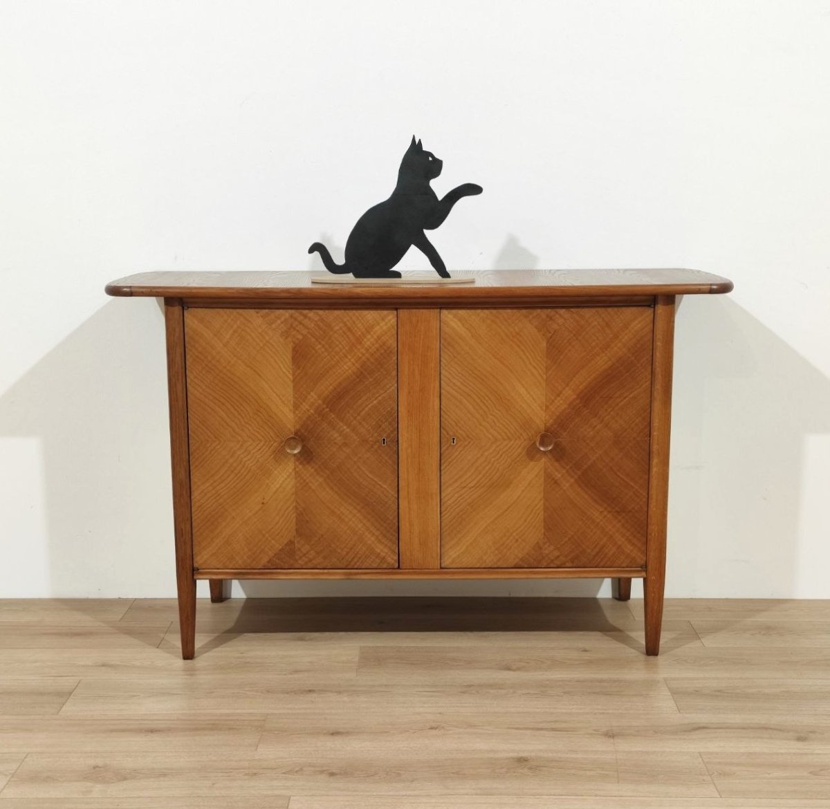 Chestnut Wood Sideboard With 2 Doors, Italy, 1950s-photo-8