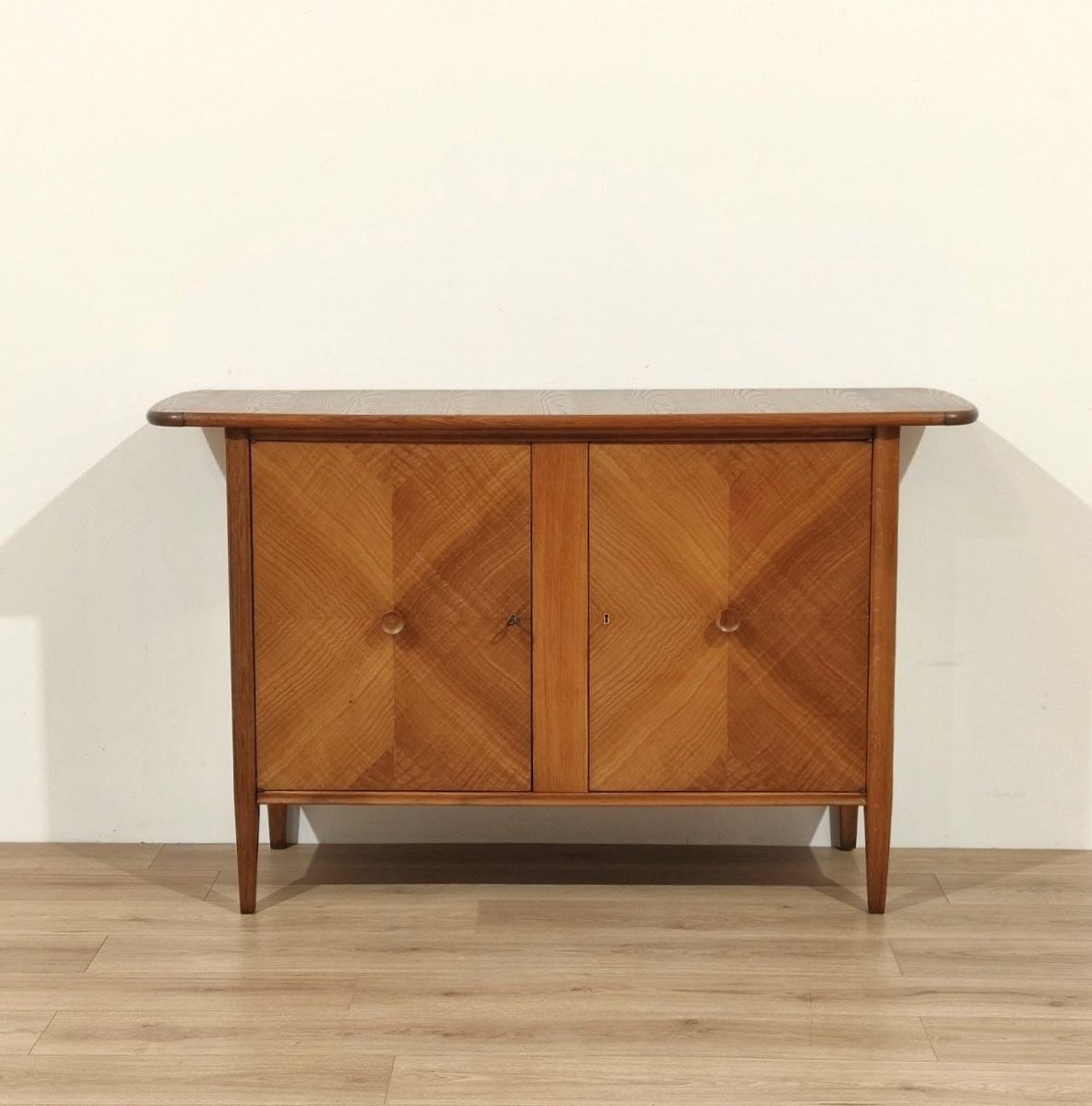 Chestnut Wood Sideboard With 2 Doors, Italy, 1950s