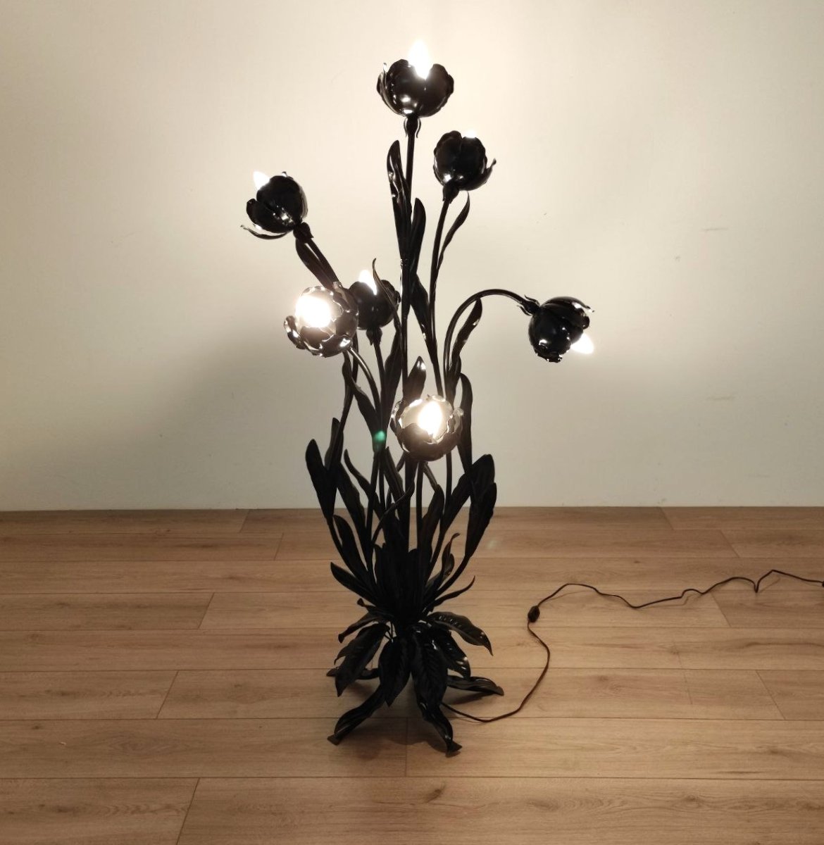 7-light Floral Floor Lamp By Hans Kogl, 1970s