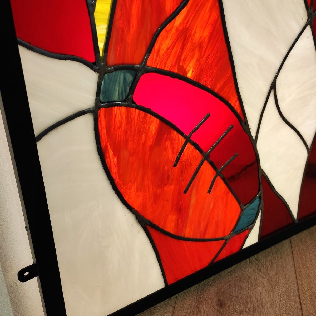 Paire de vitraux artistiques à thème sportif, XXe siècle.-photo-8