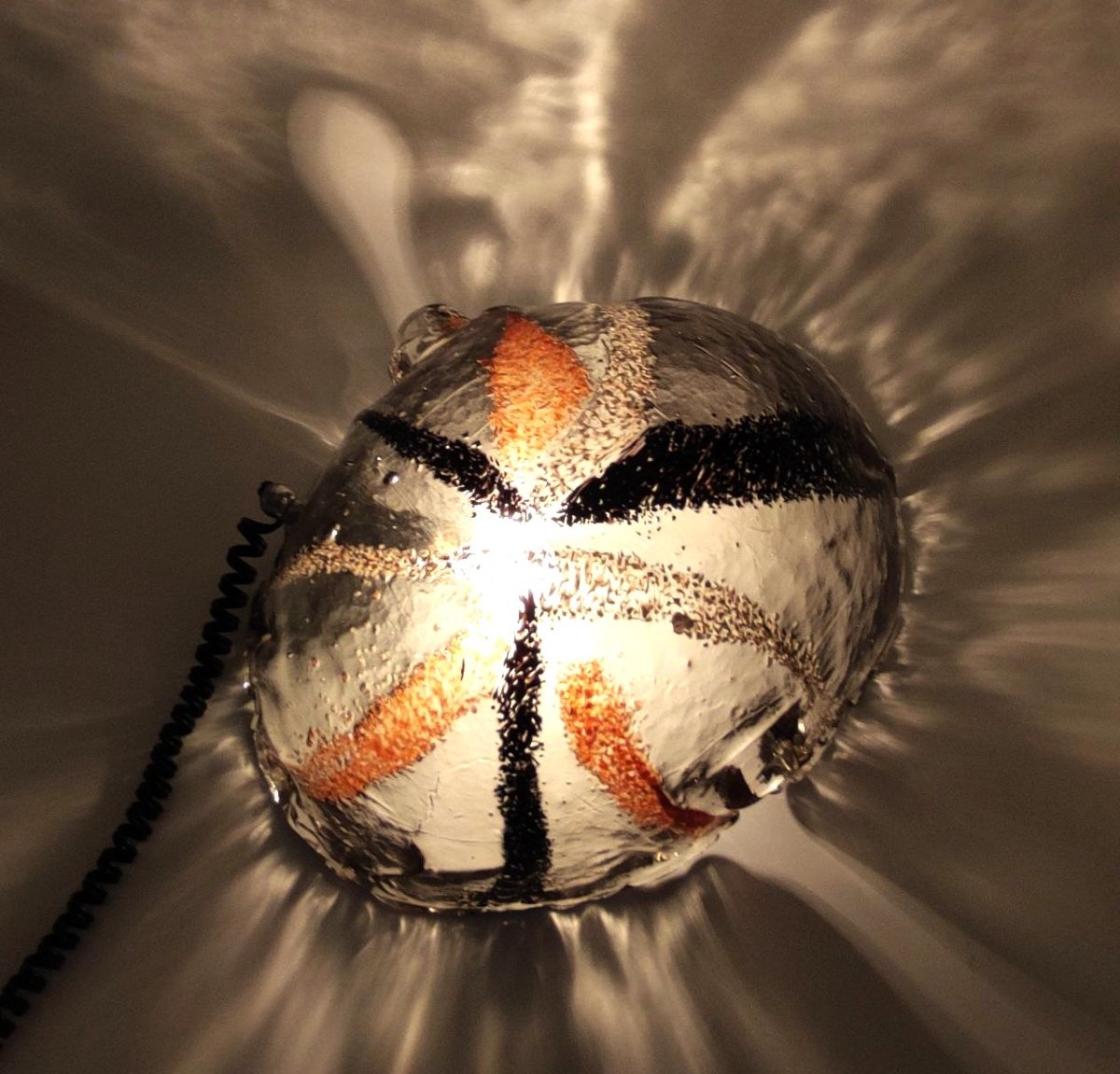 Lampe de table en verre de Murano avec inclusions, Italie, années 1960-photo-3