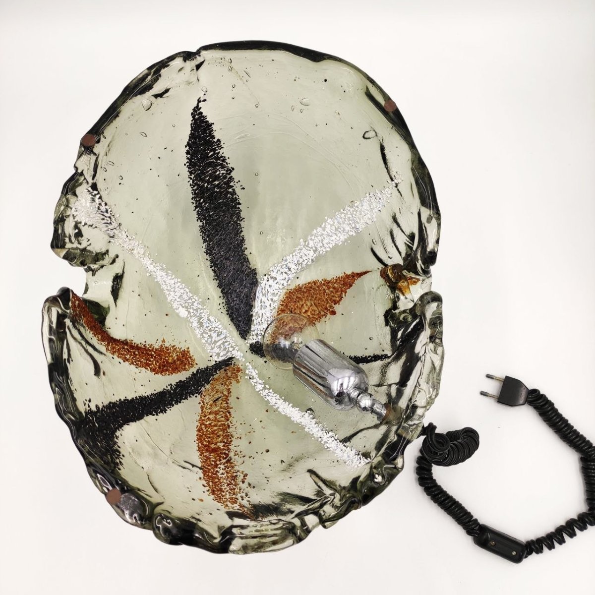 Lampe de table en verre de Murano avec inclusions, Italie, années 1960-photo-7