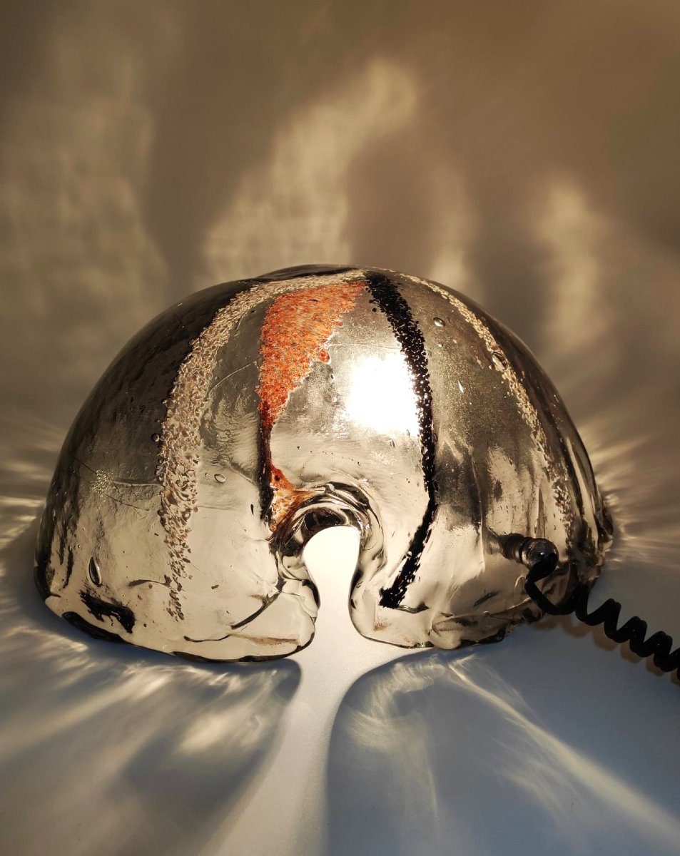 Lampe de table en verre de Murano avec inclusions, Italie, années 1960