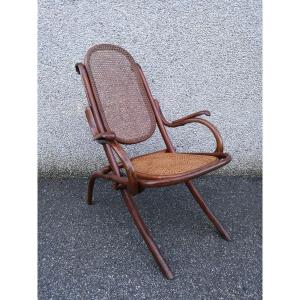 J&j Kohn Deck Chair In Curved Beech Wood