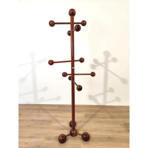 Porte-manteau en bois avec sphères, Italie années 1960/70