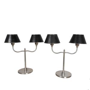 Pair Of Double-light Table Lamps, Italy, 1970s.