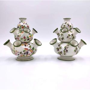Vase tulipe en céramique décorée, Nove di Bassano