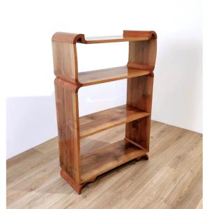 Open Bookcase In Walnut And Cherry, Italy, 1940s