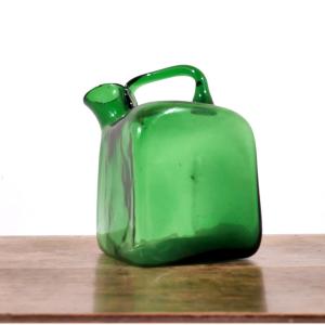 Verseur en verre soufflé vert de la verrerie Empoli, datant des années 1950