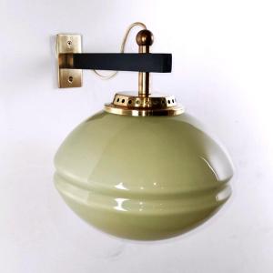 Applique murale en laiton et verre sous verre, Italie, années 1950