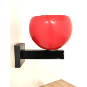 Venini, Red And Black Glass Wall Lamp, Italy, 1981