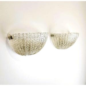 Murano, paire d'appliques murales en verre des années 1960