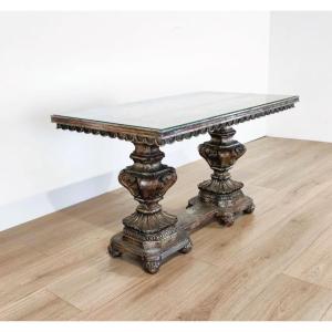 Antique-style Coffee Table With A Decorated Top, 20th Century