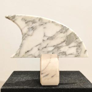 Lampe de table en marbre blanc et rose, Italie, années 1960