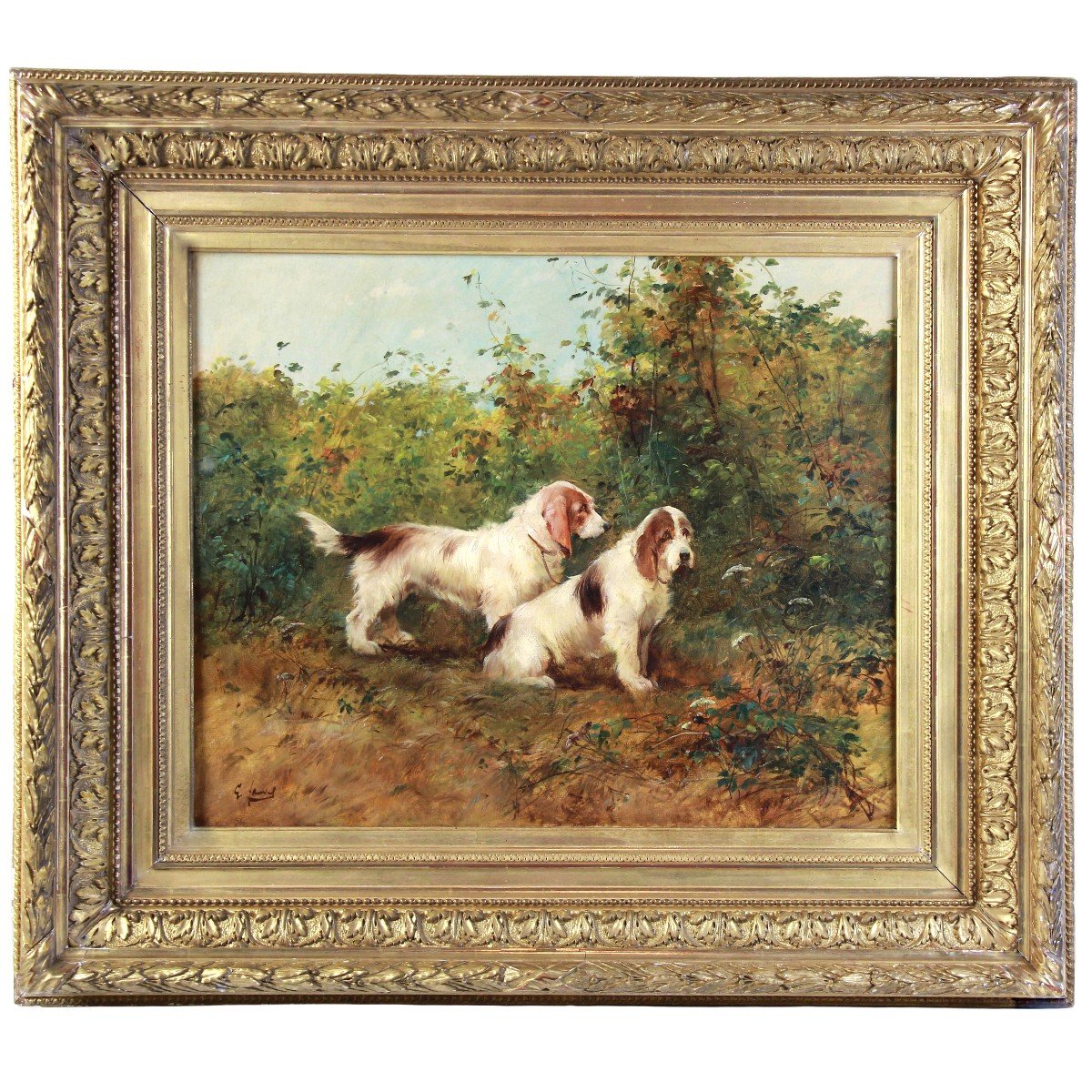 Peinture Huile Sur Toile, Chiens De Chasse Basset Griffon Vendéen