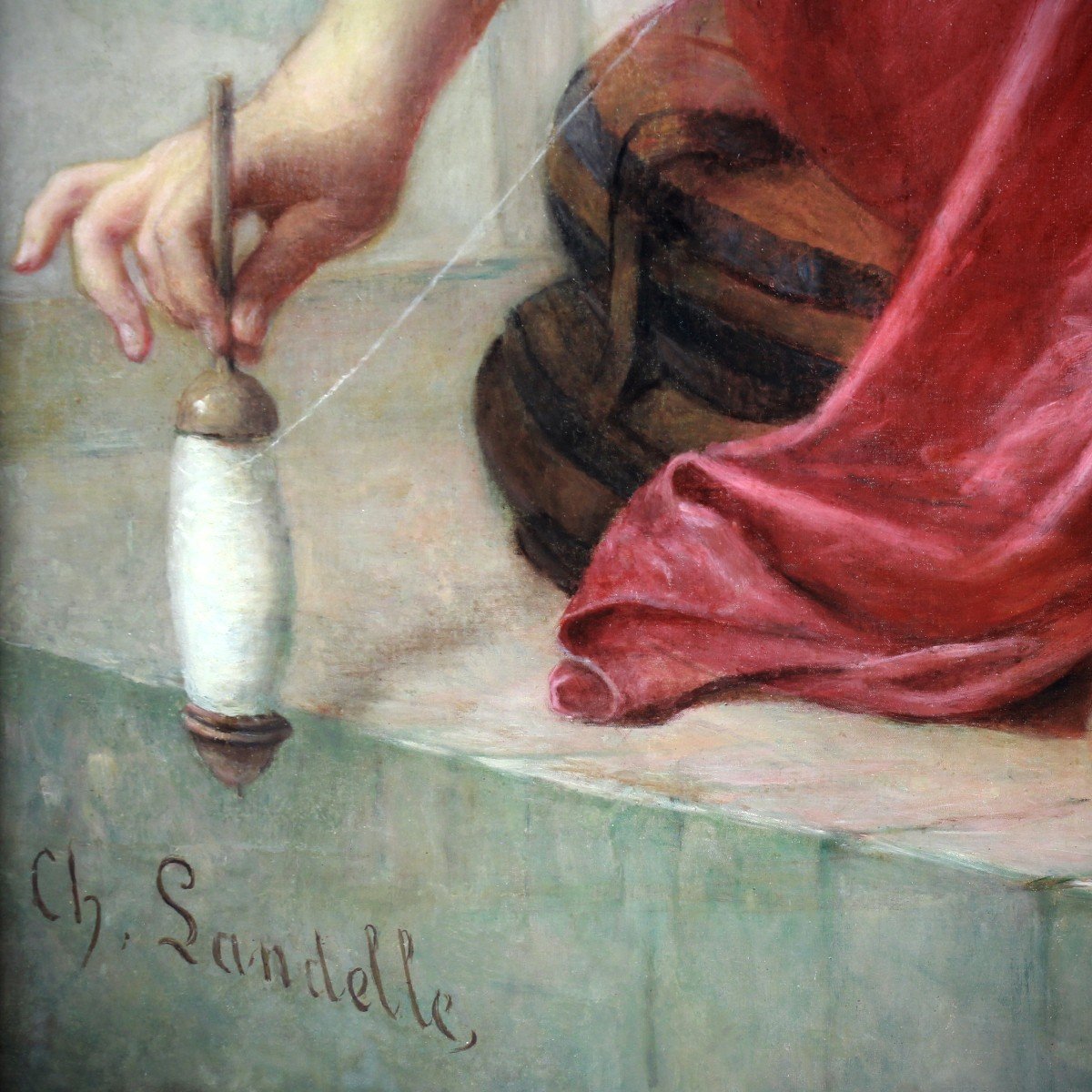 Oil On Canvas "young Oriental With Spindle" By Charles Landelle-photo-1