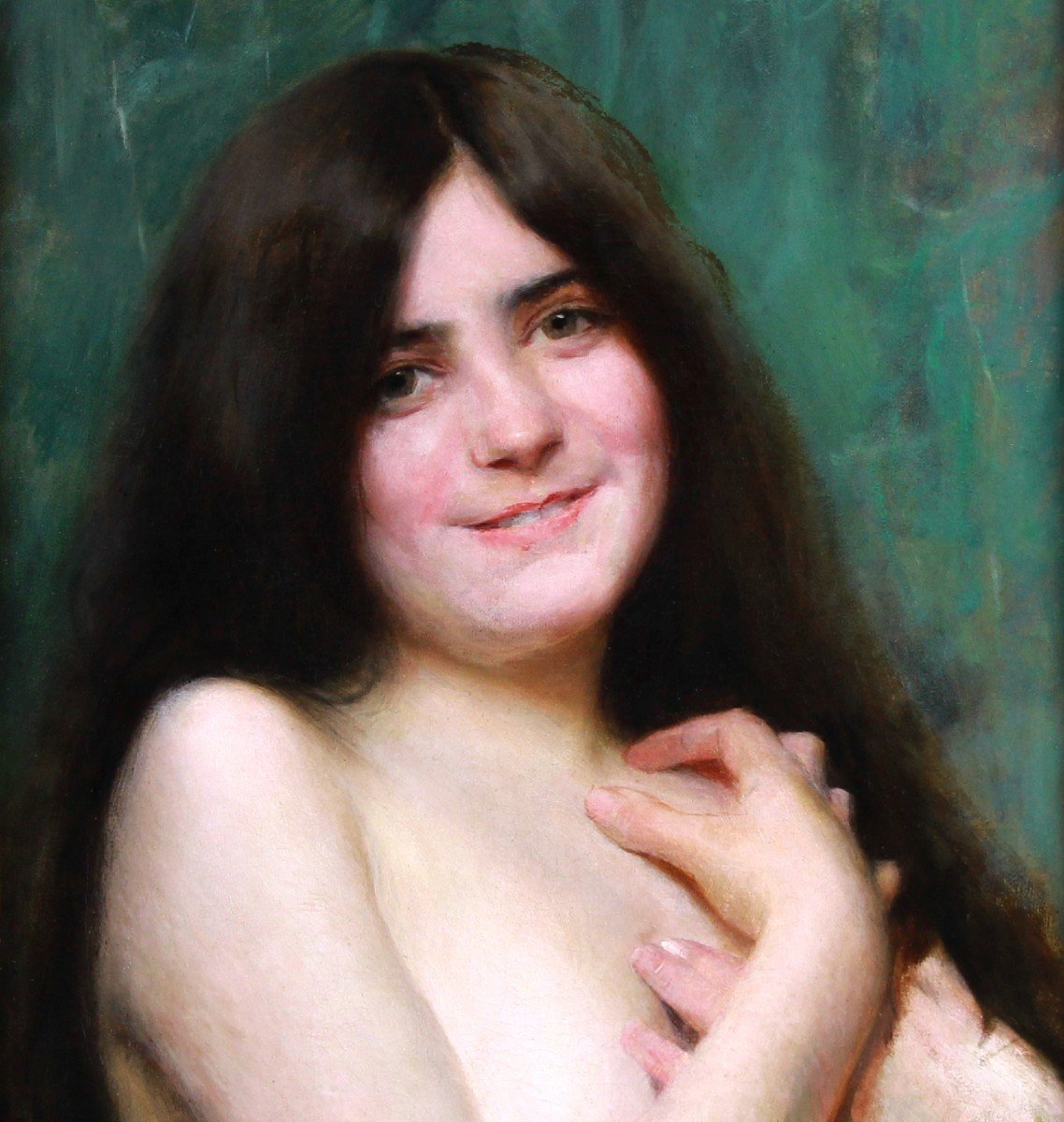 Exceptional Oil On Canvas "female Nude" Otto Scholderer (1834-1902)-photo-3