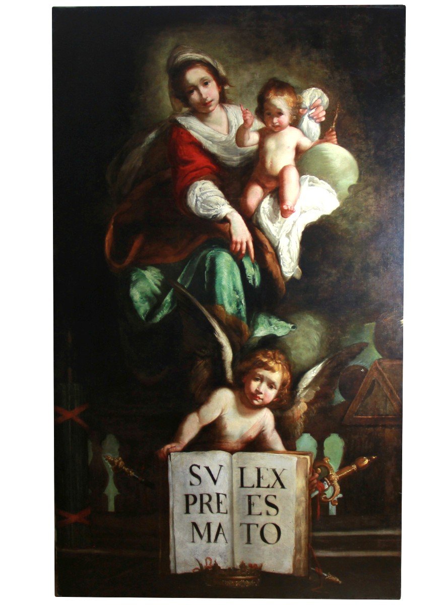 "La Madone De La Justice" huile sur toile &oelig;uvre du debut du19&egrave;me &eacute;cole italienne