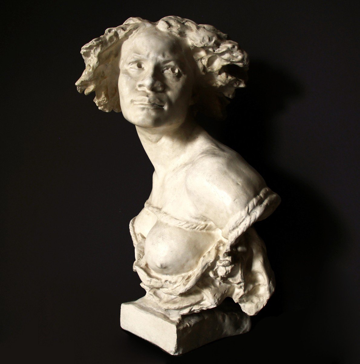 Patinated Plaster Bust "why Be Born A Slave" From The 19th Century-photo-2