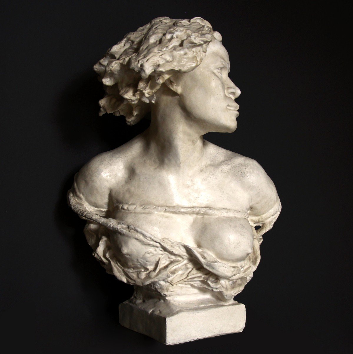 Patinated Plaster Bust "why Be Born A Slave" From The 19th Century-photo-3