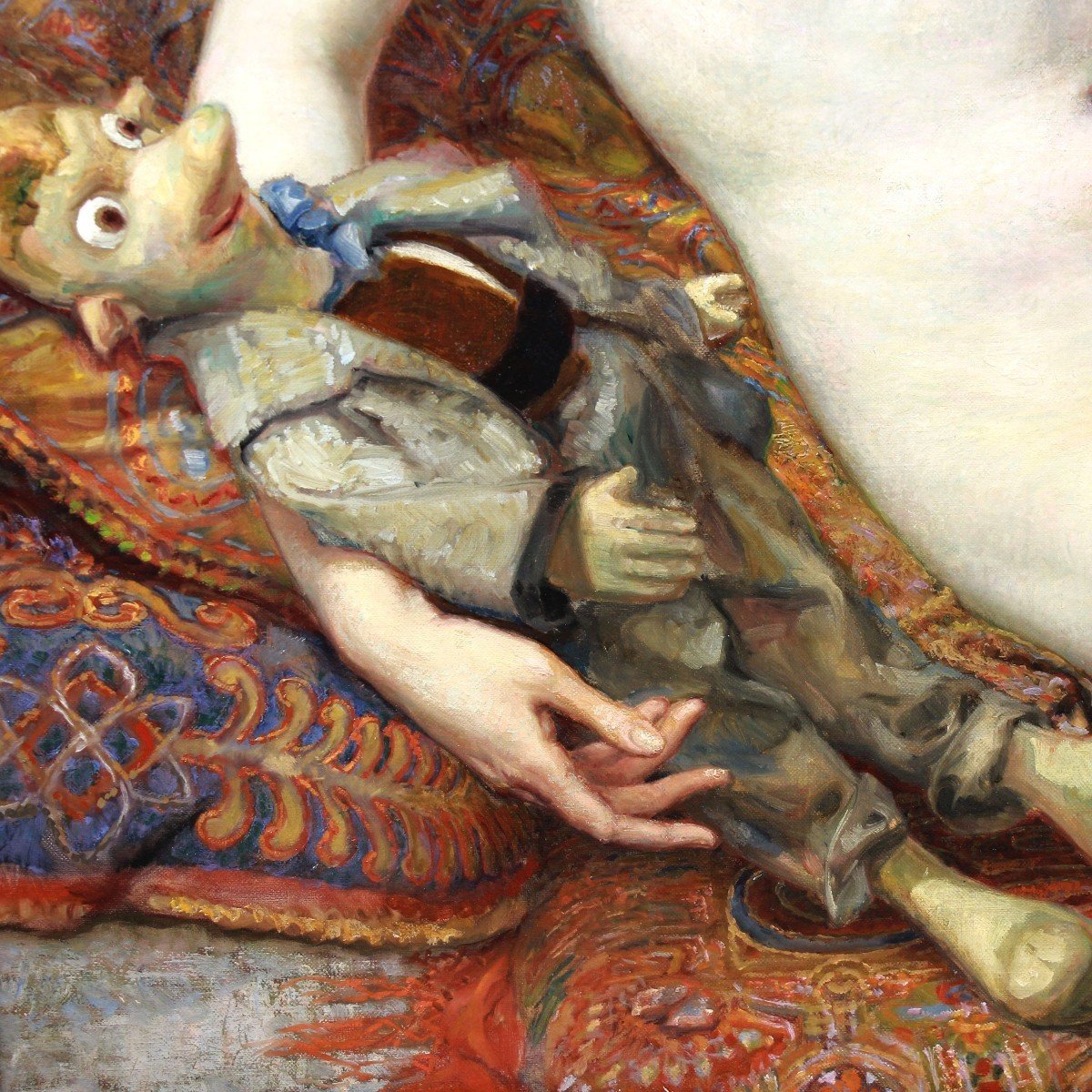 Huile Sur Toile Nu " L'odalisque aux pantins " École Belge-photo-4