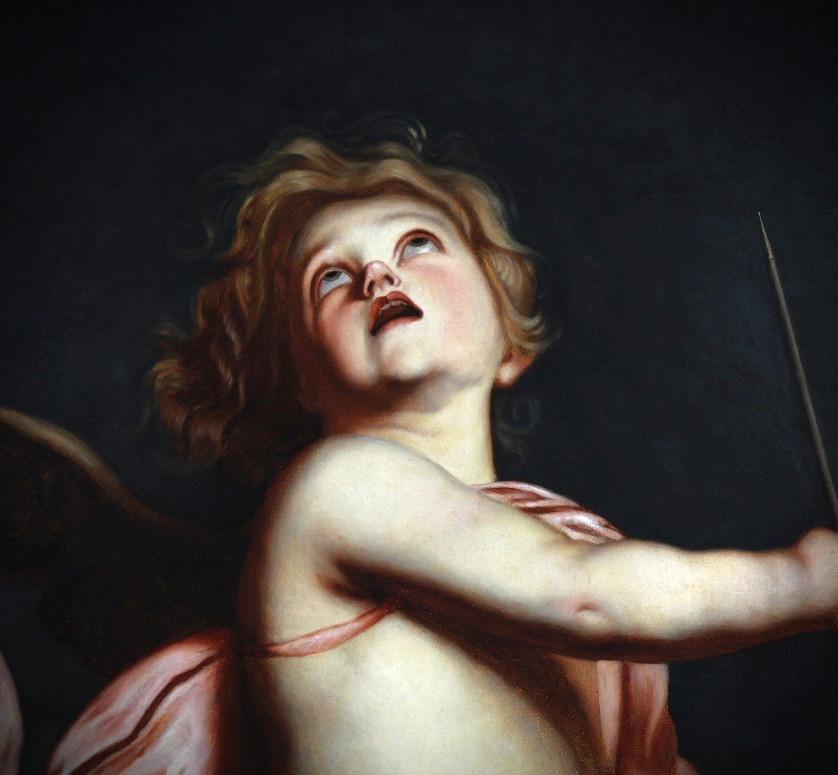 Oil On Canvas "cupid" Around 1900 And After Van Dyck-photo-2