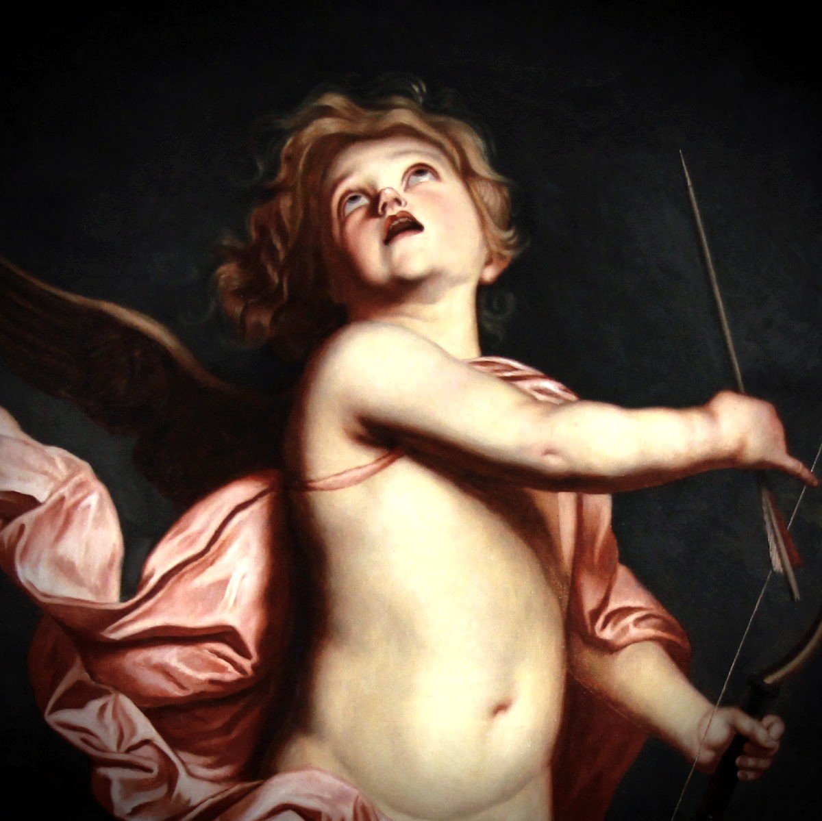 Oil On Canvas "cupid" Around 1900 And After Van Dyck-photo-3
