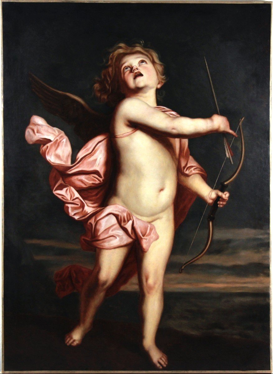 Oil On Canvas "cupid" Around 1900 And After Van Dyck