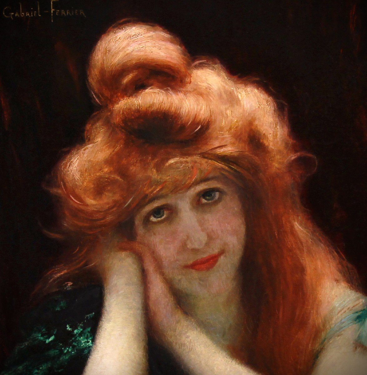 Oil On Canvas Portrait Of Madame Ferrier By Gabriel Ferrier French School 19th-photo-3