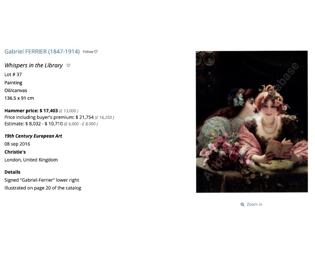 Oil On Canvas Portrait Of Madame Ferrier By Gabriel Ferrier French School 19th-photo-2