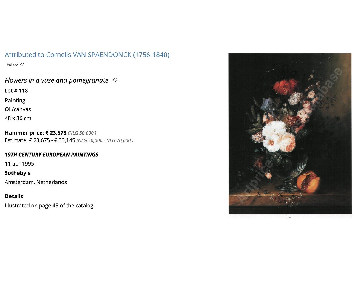 Huile Sur Toile "nature Morte Aux Fleurs " Atr Cornelis Van Spaendonck-photo-3