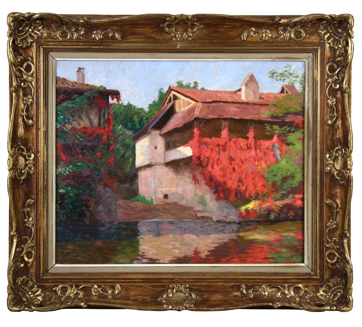 Reflections In The Stream, Impressionist Oil Painting On Canvas By Gorm Hansen
