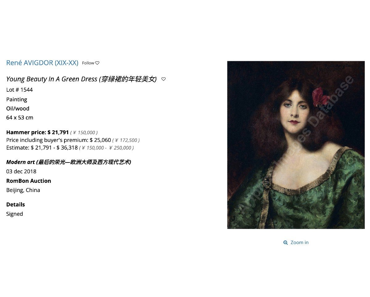 Portrait d'Une Jeune Beauté Rousse Huile Sur Toile Par René Avigdor 19e Siècle-photo-1