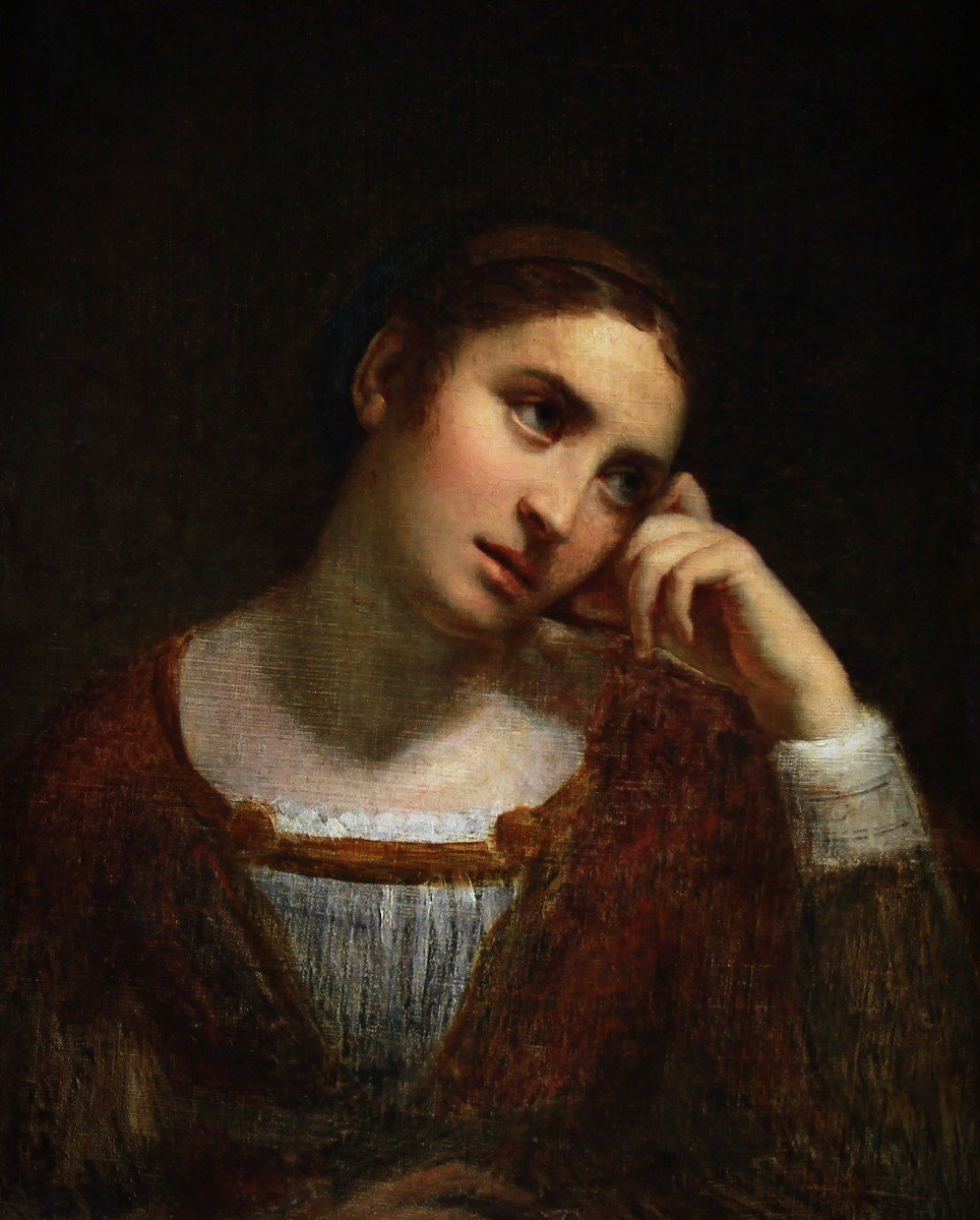 Portrait d'Une Jeune Femme Peinture à l'Huile Cercle De Jean-baptiste Greuze-photo-2