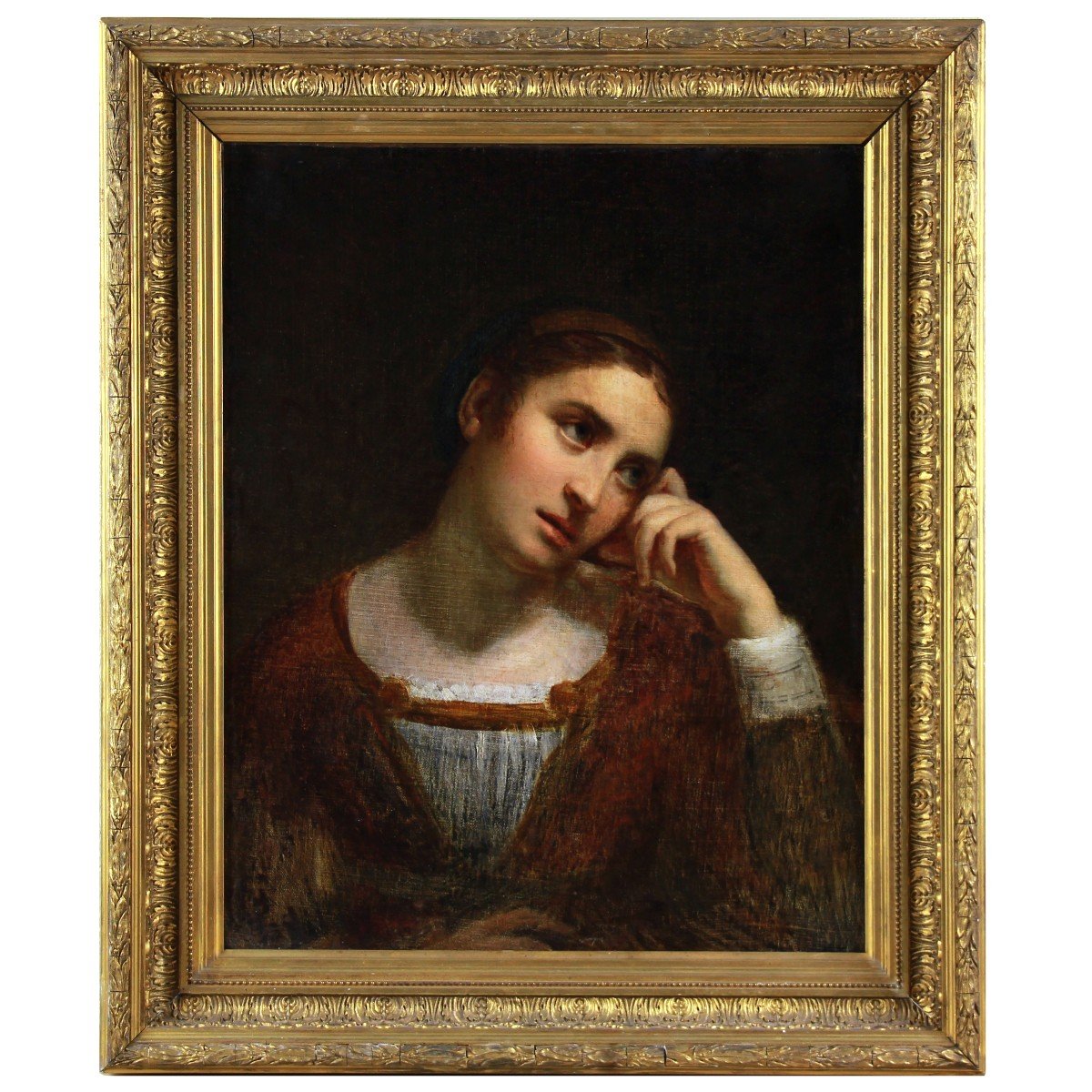 Portrait d'Une Jeune Femme Peinture à l'Huile Cercle De Jean-baptiste Greuze