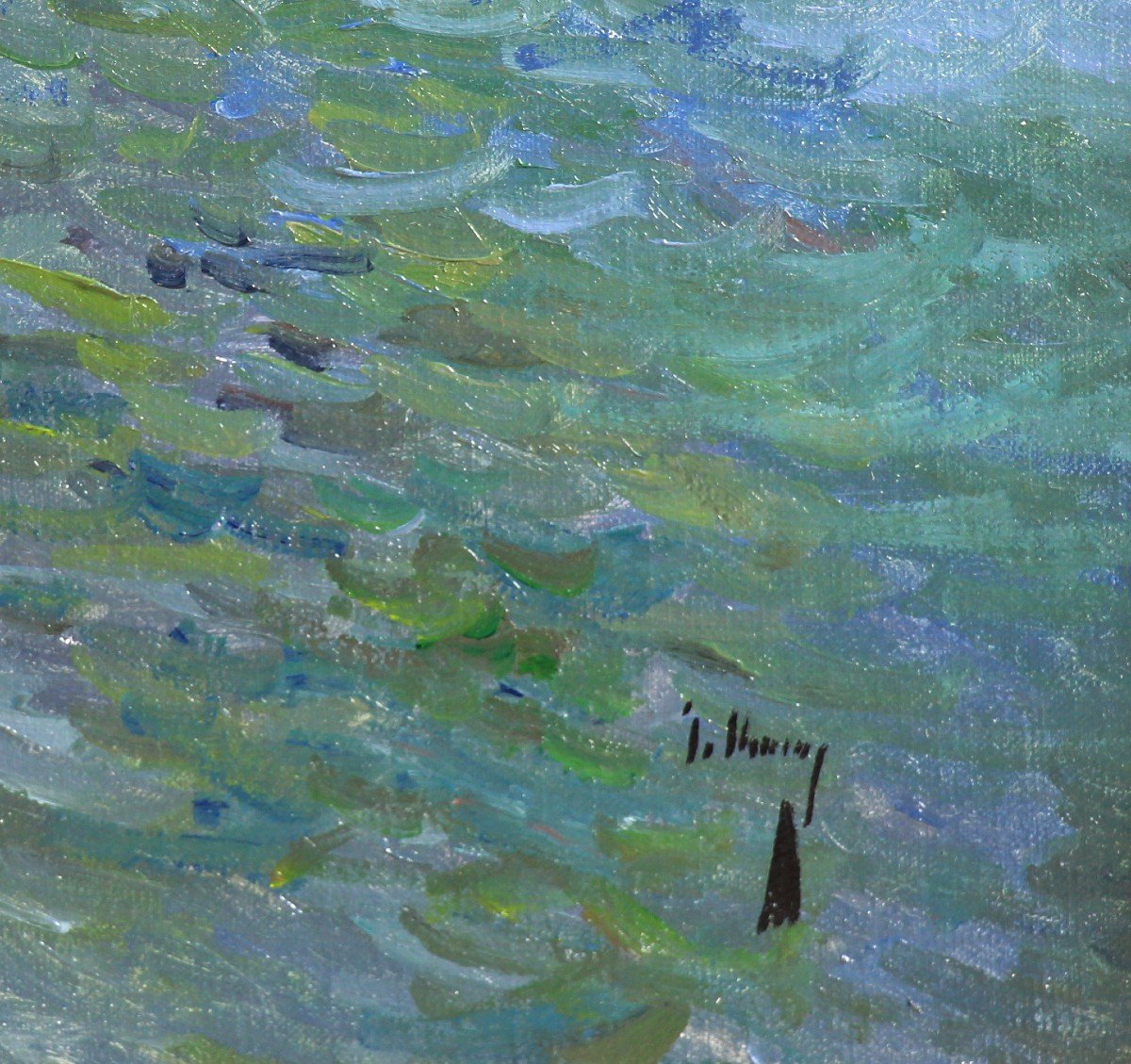 Huile Sur Toile Sur Panneau ,vue Méditerranéenne Avec Voilier Et Falaises-photo-4