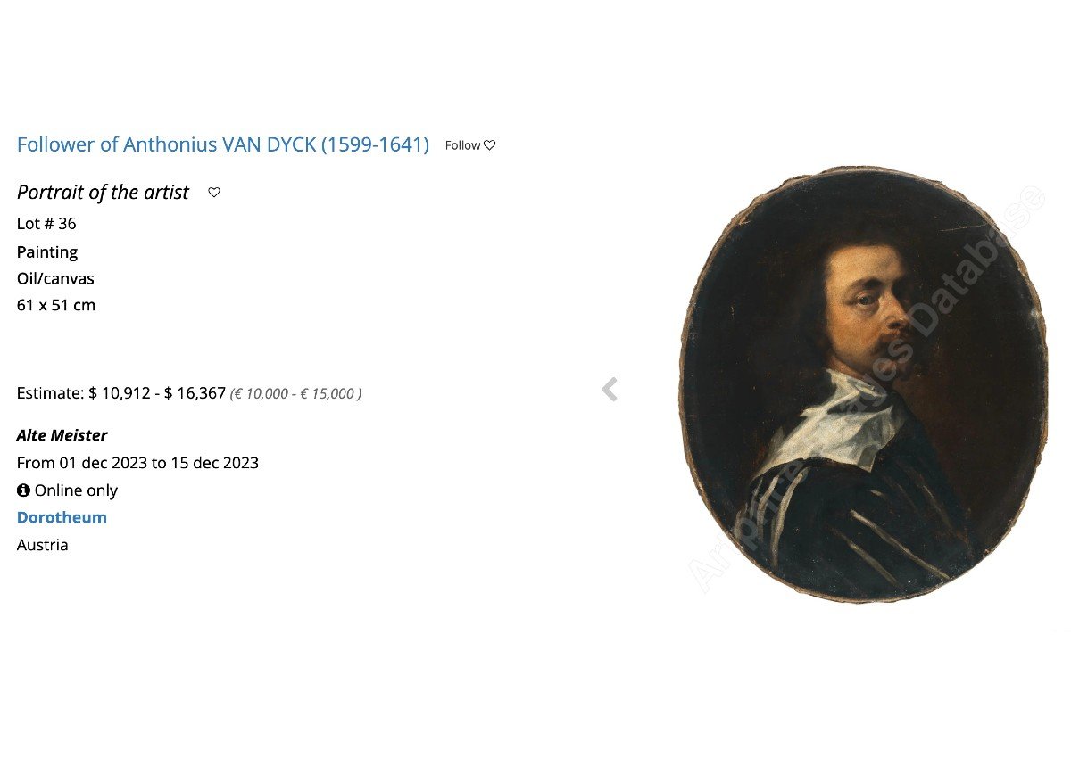 Oil On Canvas Self-portrait Of The Artist Follower Of Anthony Van Dyck Circa 1770 -photo-4