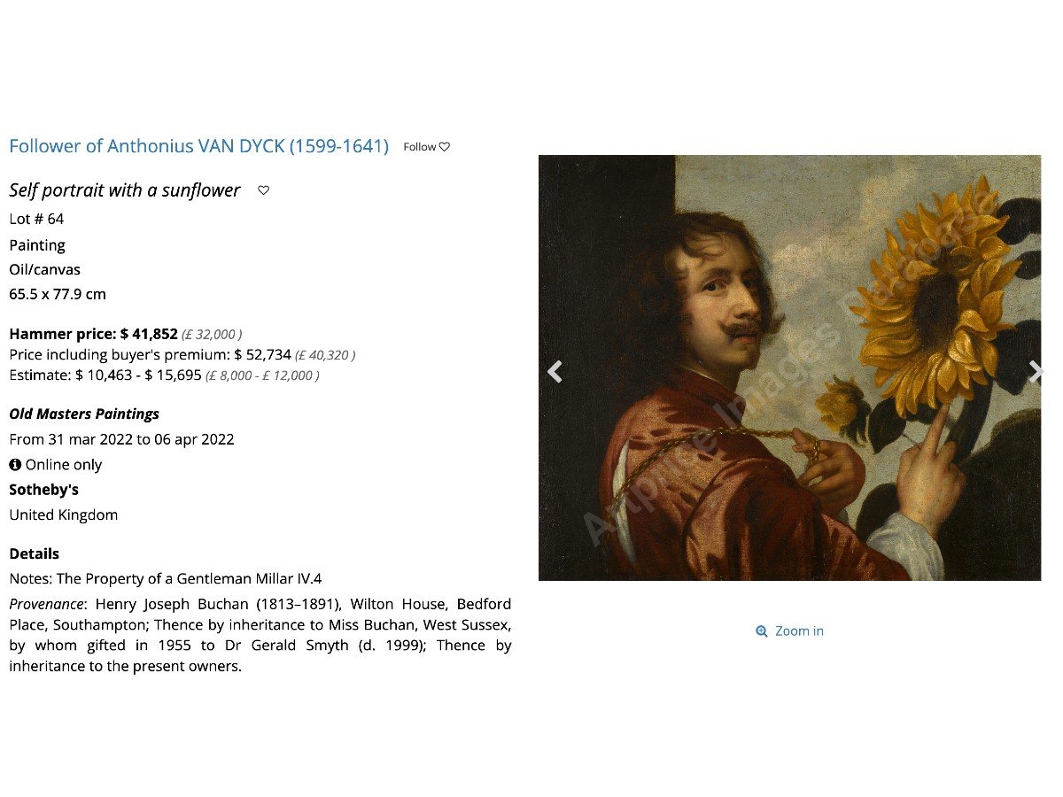 Oil On Canvas Self-portrait Of The Artist Follower Of Anthony Van Dyck Circa 1770 -photo-1