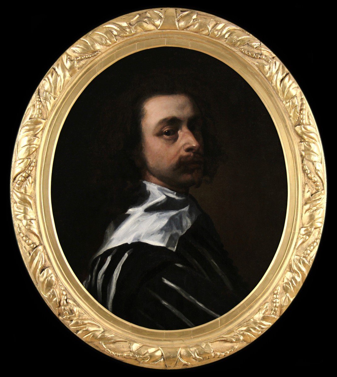 Oil On Canvas Self-portrait Of The Artist Follower Of Anthony Van Dyck Circa 1770 -photo-2