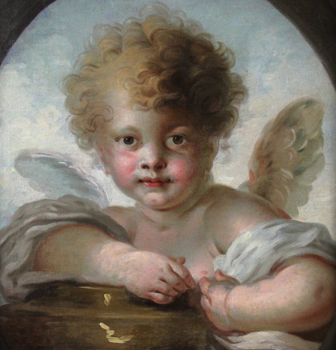 Oil Painting On Canvas " A Cupid " 18th Century Attr. By Jean-honoré Fragonard-photo-1