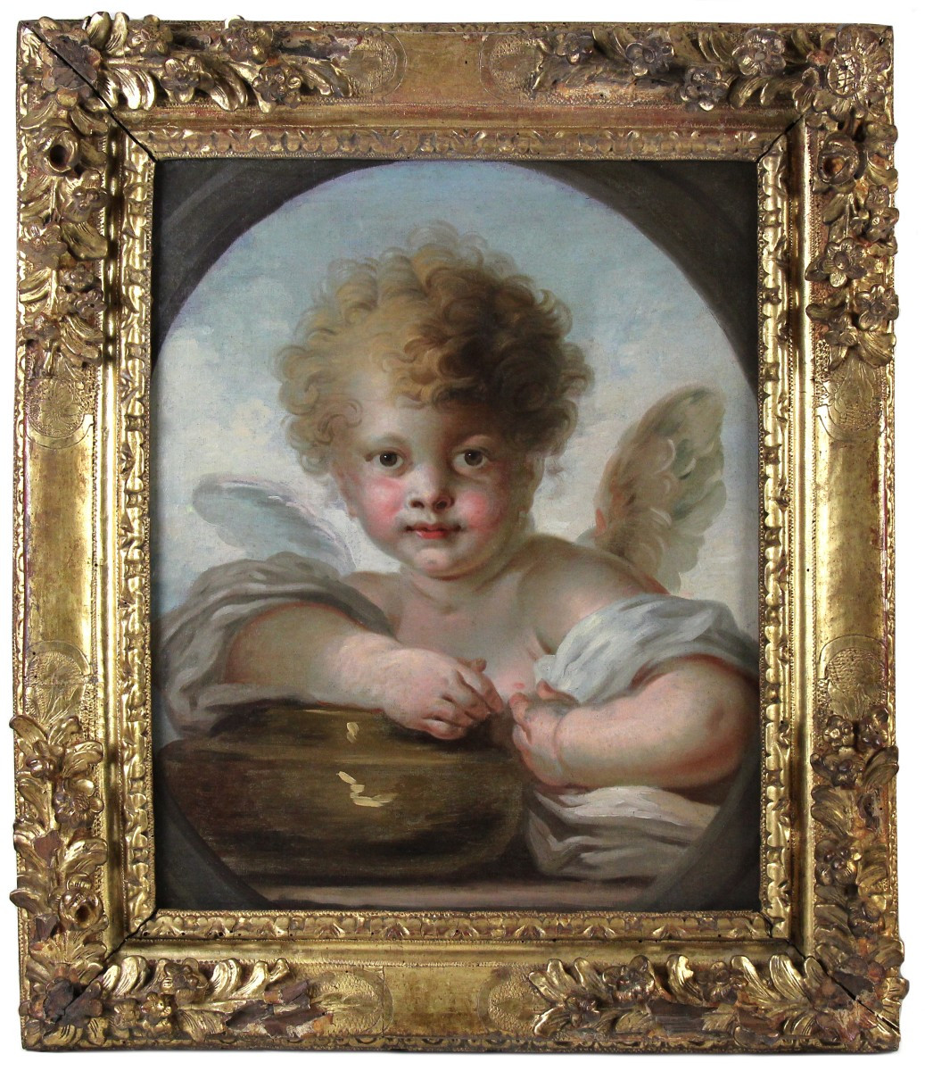 Oil Painting On Canvas " A Cupid " 18th Century Attr. By Jean-honoré Fragonard