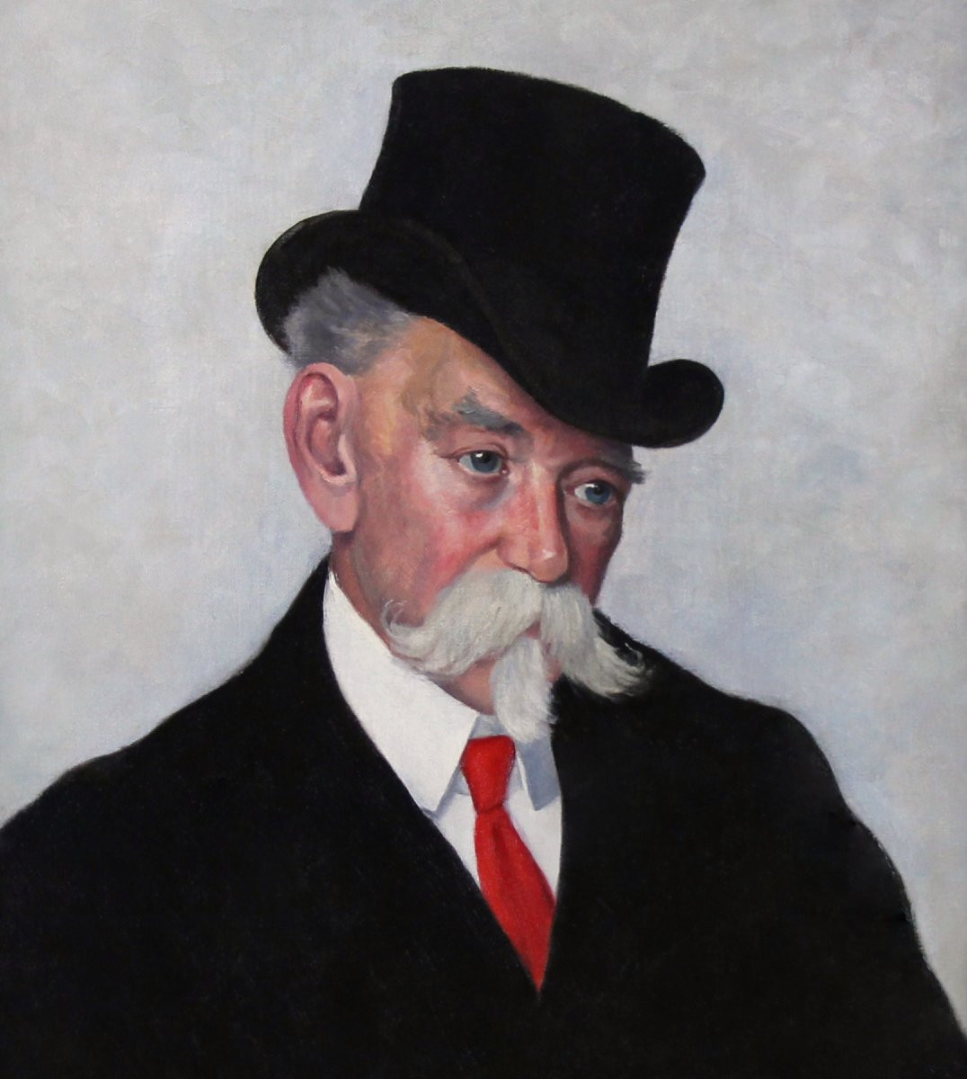 Portrait d'un homme portant un chapeau haut de forme, huile sur toile attribuée à Tom Roberts -photo-2
