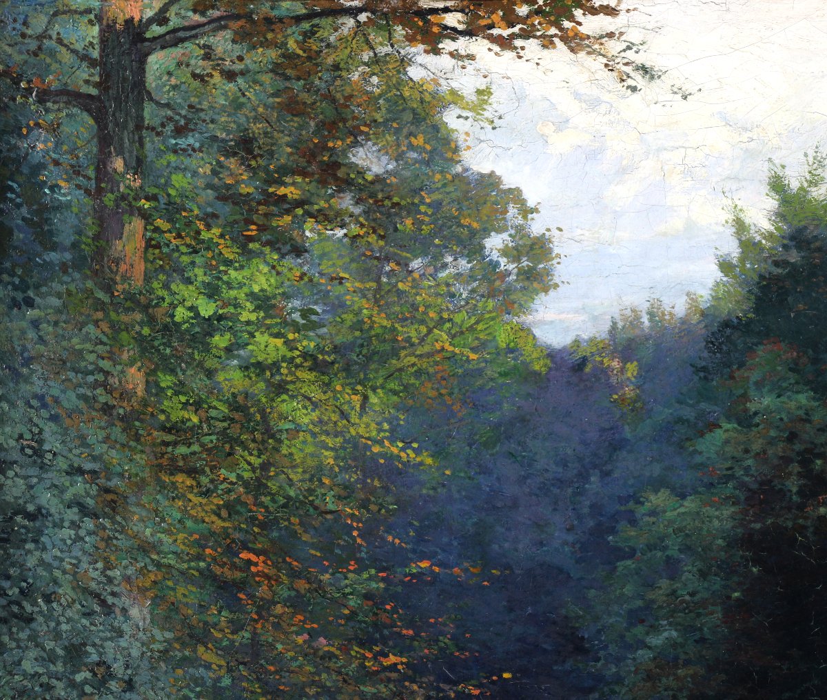 Paysage fluvial, huile sur toile, signée, XXe siècle, école française-photo-4