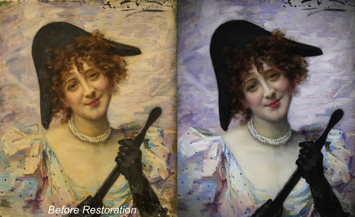 Jeanne Donnadieu – Portrait d’Henriette Bépoix, huile sur toile Belle Époque, XIXe siècle-photo-4