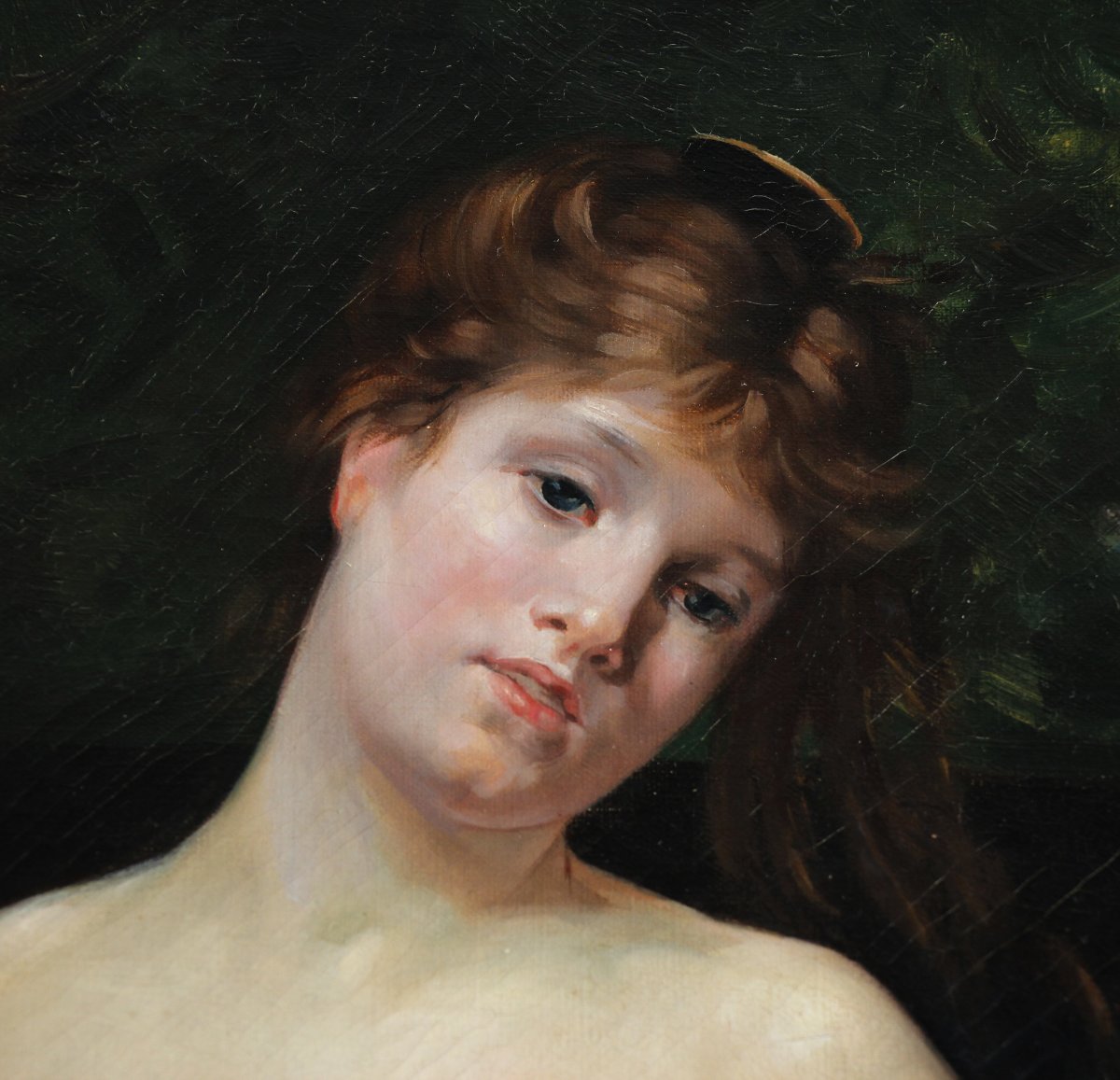 Emmanuel Stanek Nu féminin, huile sur toile du XIXe siècle, sans cadre, vers 1890-photo-4