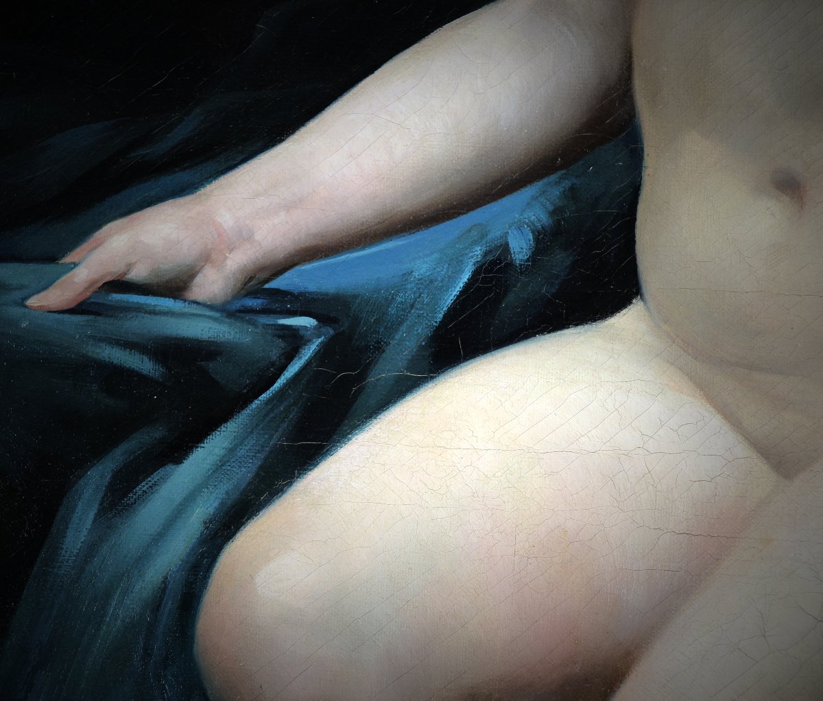 Emmanuel Stanek Nu féminin, huile sur toile du XIXe siècle, sans cadre, vers 1890-photo-1